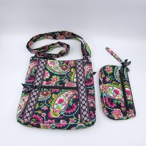 Vera Bradley Petal Paisley Crossbody Hipster Handbag Purse & Wristlet Wallet